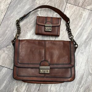Fossil Brown Leather Women's handbag and matching wallet